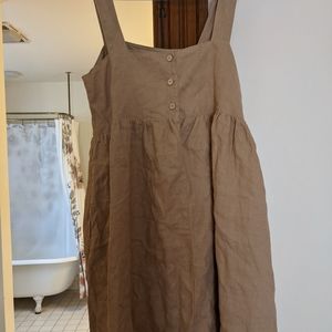 Dusty peach linenfox pinafore dress